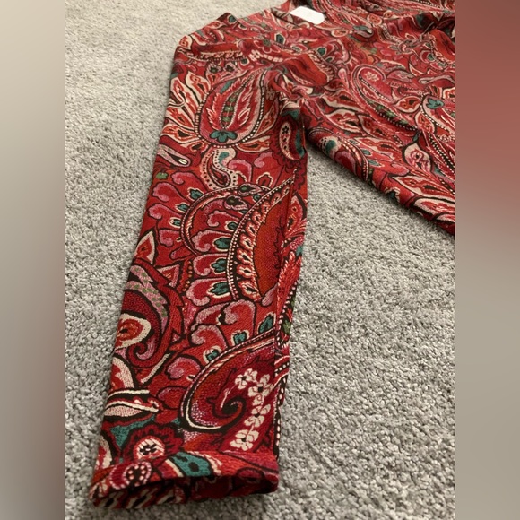 New J Jill Women’s Size S Multicolored Long Sleeve Paisley Blouse Keyhole Neck - Picture 13 of 14